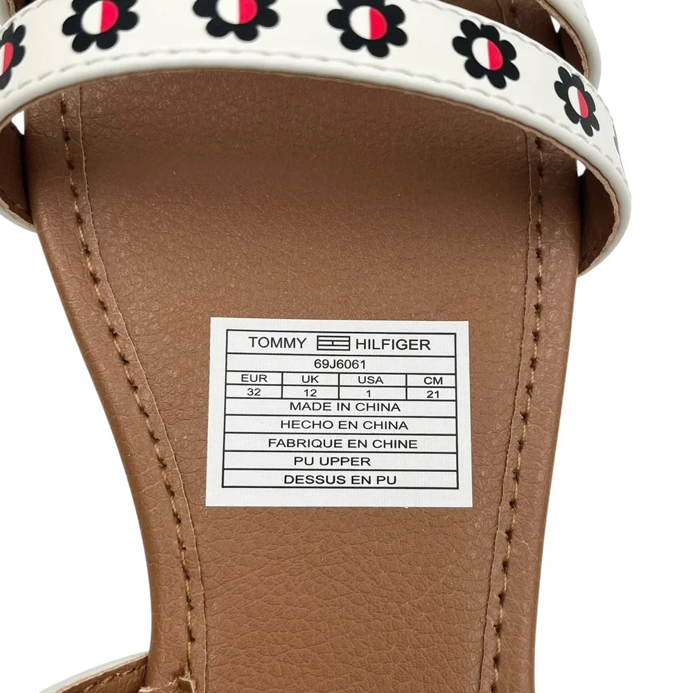 Tommy Hilfiger Youth Girls Slip-on Casual Sandals Size 1Y White‎ Floral Strap